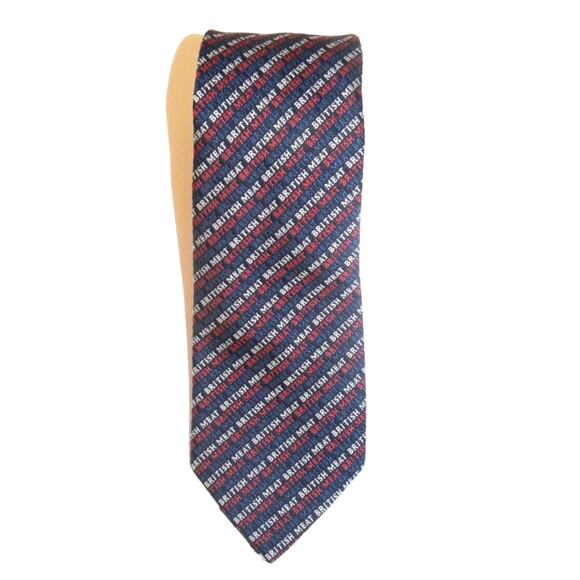 VTG 60's MOD Tie "British Meat" Promo Pop Art LOGO Funny - Picture 1 of 5